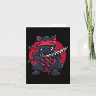 Tarjeta Gato Ninja Samurai Japón Bandera japonesa Kawaii F