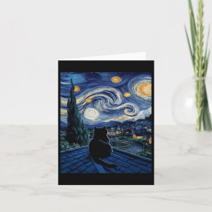 Tarjeta Gato Noche Estrellada Van Gogh Gato Amante del Art