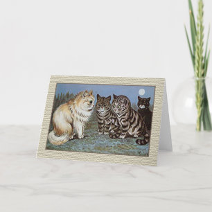 Tarjeta Gato Notecard, gatos de Louis Wain del claro de