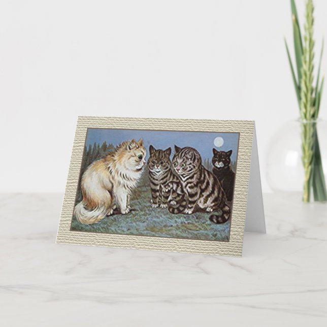 Tarjeta Gato Notecard, gatos de Louis Wain del claro de (Anverso)
