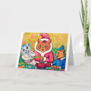 Tarjeta Gato Papá Noel, Louis Wain