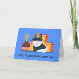Tarjeta Gato, Pastel, Presenta Cumpleaños