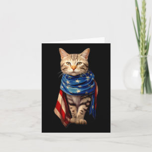 Tarjeta Gato Patriótico 4 De Julio Hombres Bandera Estadou