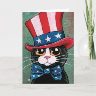 Tarjeta Gato patriótico del smoking el | feliz el 4 de