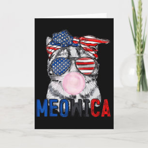 Tarjeta Gato Patriótico Meowica Bubblegum 4 De Julio Diver