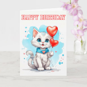 Tarjeta Gato Pequeño Juguetón Feliz Cumpleaños