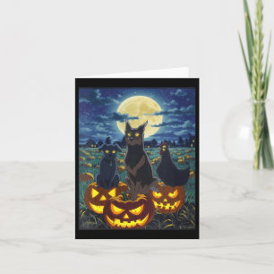 Tarjeta Gato Perro Pollo Calabaza de Halloween Negro de Mu