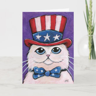 Tarjeta Gato persa blanco patriótico el | feliz el 4 de