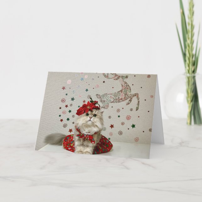 Tarjeta Gato persa de Navidades hábiles (Anverso)