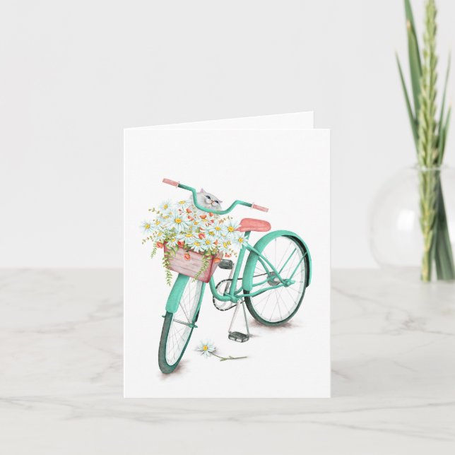 Tarjeta Gato persa en canasta de margarita (Anverso)