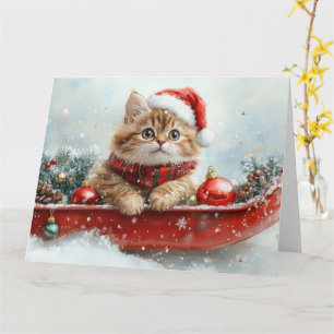 Tarjeta Gato persa encorvado deja que nieve Navidades