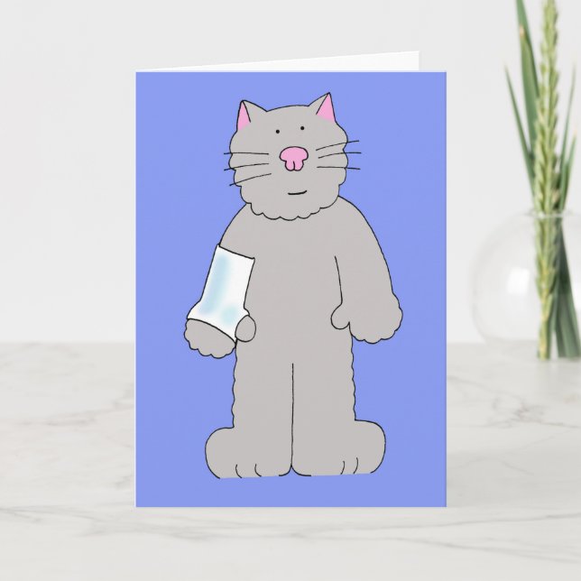 Tarjeta Gato personalizado con brazo y muñeca en yeso (Anverso)