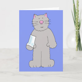 Tarjeta Gato personalizado con brazo y muñeca en yeso