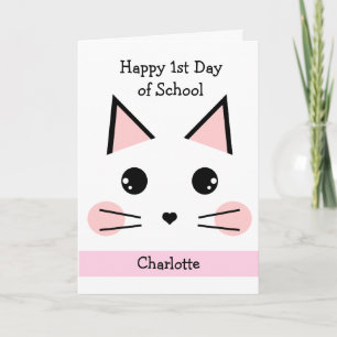 Tarjeta Gato personalizado feliz primer día de clases