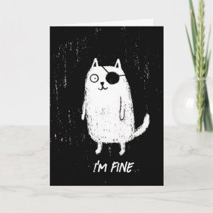 Tarjeta Gato Pirata – Arte Divertido Mínimo de Gatos