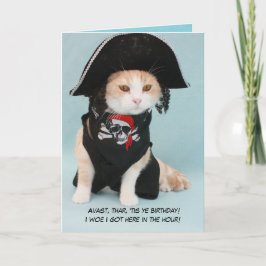 Tarjeta Gato pirata gracioso de personalizable