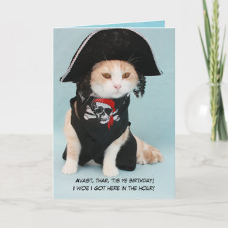 Tarjeta Gato pirata gracioso de personalizable