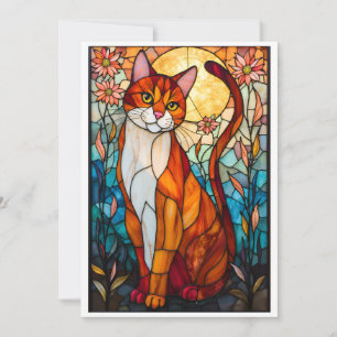 Tarjeta Gato plano naranja y blanco estilo vidrio emplomad