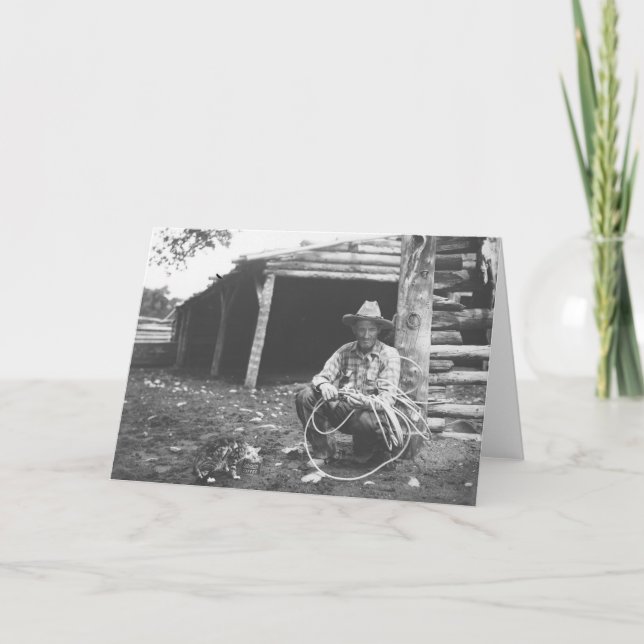 Tarjeta Gato que come fuera de una poder de café (Anverso)