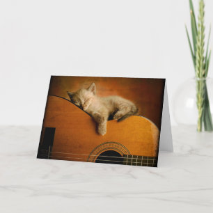 Tarjeta Gato que duerme en la guitarra