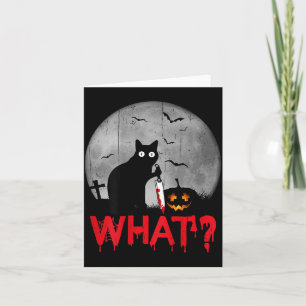 Tarjeta Gato Qué_ Gato Negro Asesino Con Cuchillo Hallowee