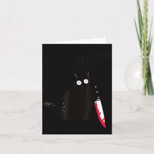Tarjeta Gato Qué_ Gato Negro Asesino Con Cuchillo Hallowee