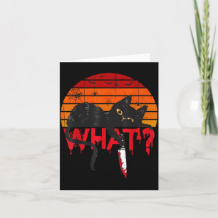 Tarjeta Gato Qué_ Gato Negro Asesino Con Cuchillo Hallowee