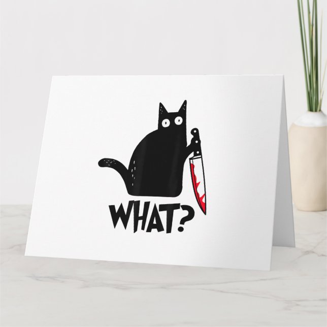 Tarjeta Gato Qué_ Gracioso Gato Negro  (Anverso)