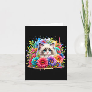 Tarjeta Gato Ragdoll Mamá Día de la Madre Acuarela Colorid