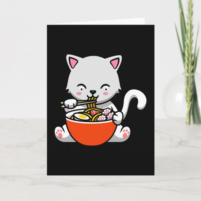 Tarjeta Gato Ramen Kawaii Sushi Anime Regalo Japonés (Anverso)