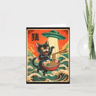 Tarjeta Gato Ramen Ovni Camiseta Divertida Japonesa Anime