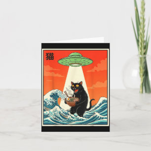 Tarjeta Gato Ramen Ovni Camiseta Divertida Japonesa Anime