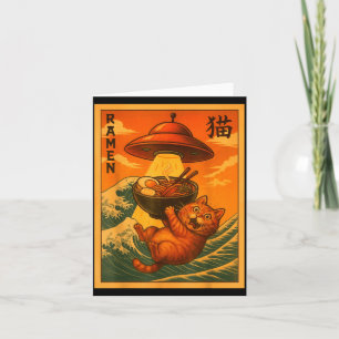 Tarjeta Gato Ramen Ovni Divertido Anime Japonés Hombres Mu