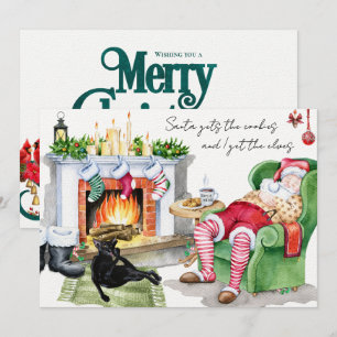 Tarjeta Gato recibe el saludo de los Elves Navidades de Sa