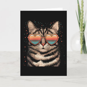 Tarjeta Gato Retro Con Gafas Corazón Amor Gato Valenti