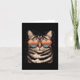 Tarjeta Gato Retro Con Gafas De Corazón Amor Gato Valenti
