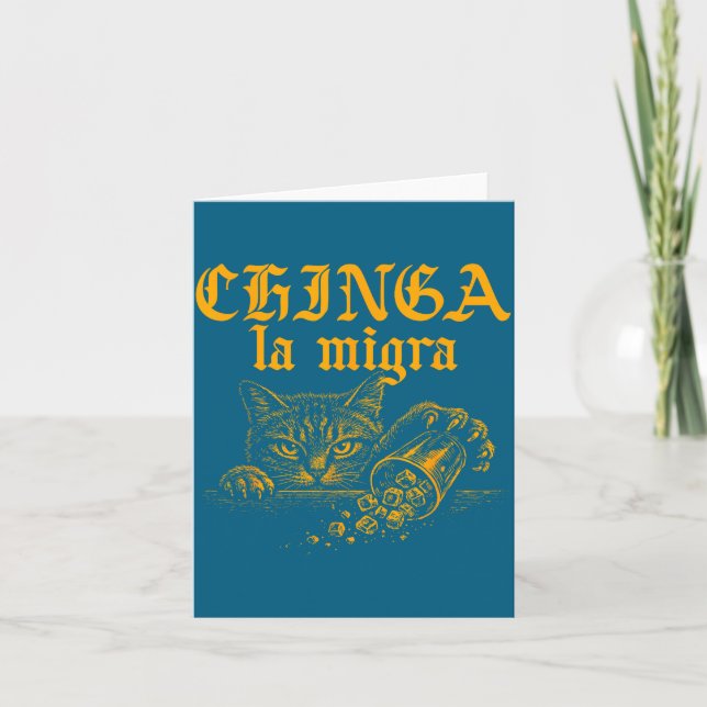 Tarjeta Gato Retro Divertido Chinga La Migra (Anverso)