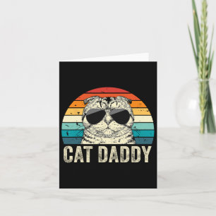 Tarjeta Gato Retro Papá Vintage Escocés Deteriorado Doblez