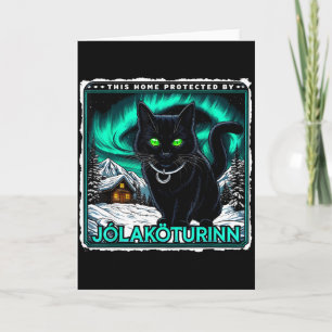Tarjeta Gato Retro Yule Islandés Esta Casa Protegida Jólak