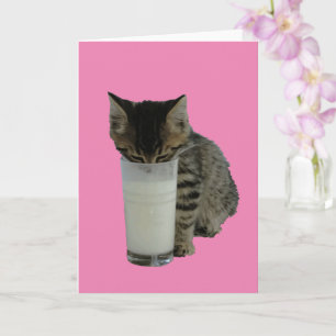 Tarjeta Gato robando leche de un vaso