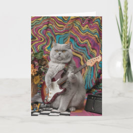 Tarjeta Gato Rocker Lindo de Pelo Corto Inglés