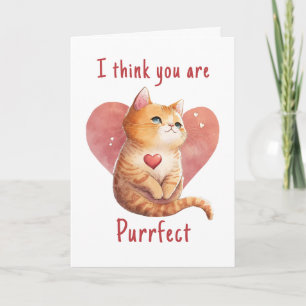 Tarjeta Gato rojo lindo amor juego de palabras divertido S
