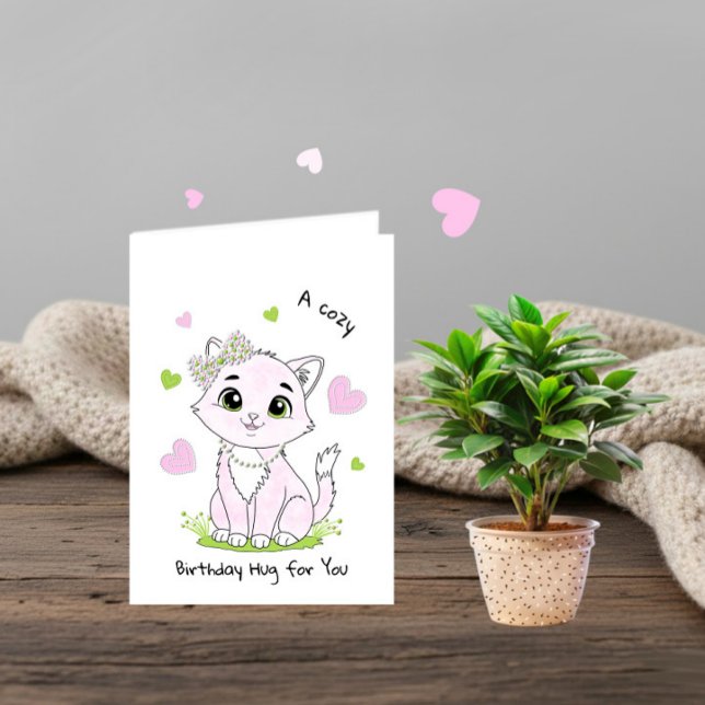 Tarjeta Gato rosa acogedor (Subido por el creador)
