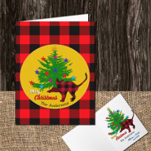 Gato rústico, árbol de Navidad, apellido, Cuadro E