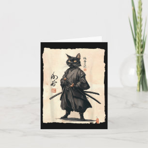 Tarjeta Gato Samurai Gato Japonés Anime Gato Amante Gracio