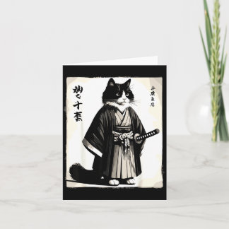 Tarjeta Gato Samurái Guerrero Vintage Anime Japonés