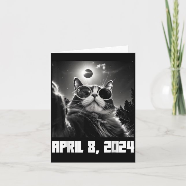 Tarjeta Gato selfie lindo eclipse total de sol (Anverso)