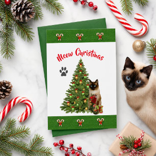 Tarjeta Gato siamés Amantes de los felinos Navidad Fiesta