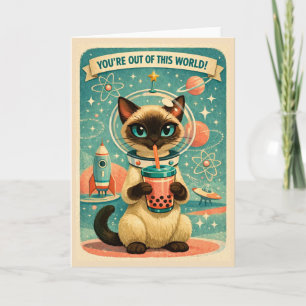Tarjeta Gato siamés Boba Atómico Fuera de este mundo