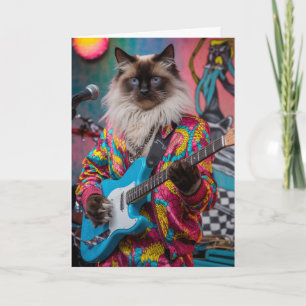 Tarjeta Gato siamés divertido roquero